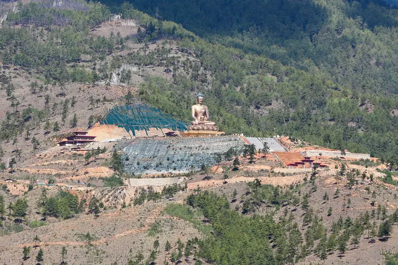 The Buddha Dordenma statue on the hillside above Thimphu