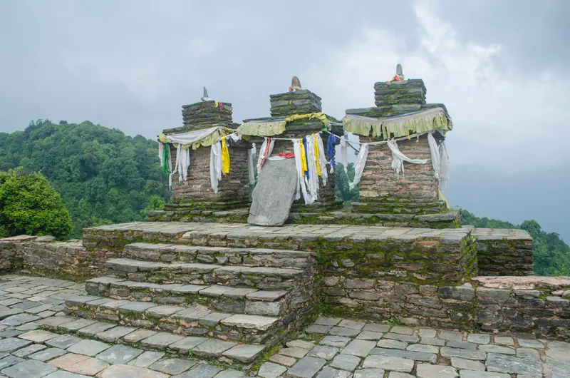 The stone chortens of the Rabdentse palace ruins, West Sikkim